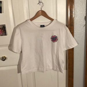 Ringed dot cropped white tee